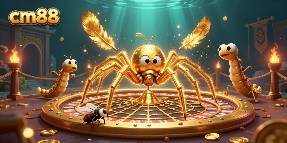 Spin the roulette of fortune at cm88 with a golden spider and centipede croupier.