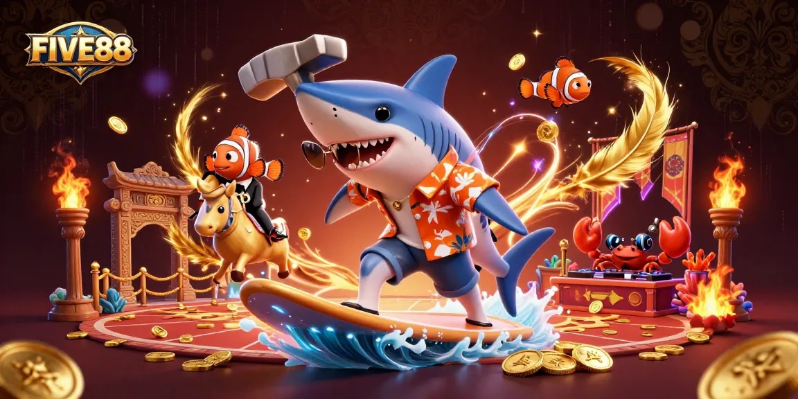 Experience thrilling gameplay at FIVE88 with vibrant casino elements and engaging characters.