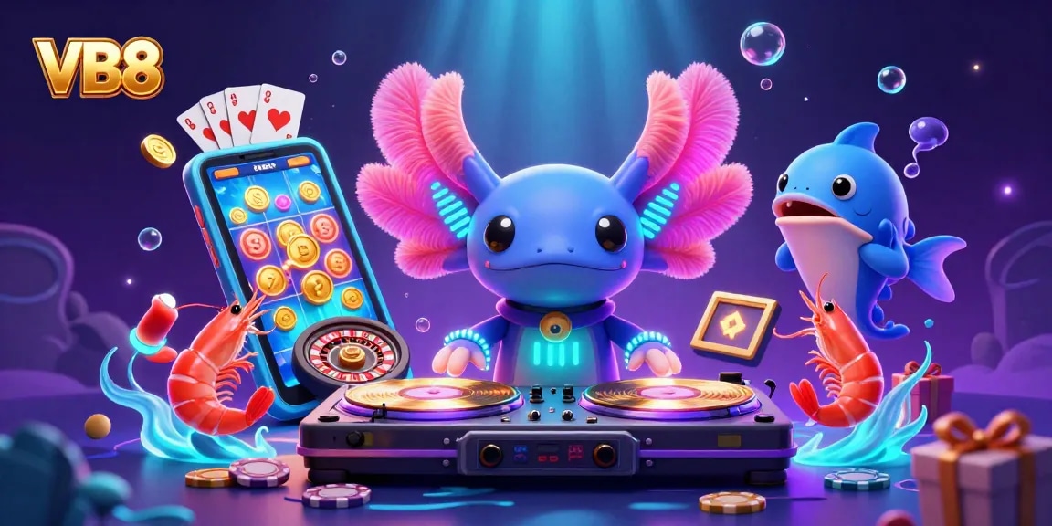 Experience thrilling gaming at VB8, featuring vibrant characters and dynamic casino elements.