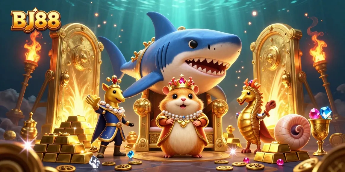 BJ88 invites players to dive into thrilling casino adventures with vibrant 3D elements amidst treasure