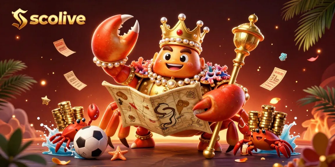 Socolive offers a vibrant, immersive sports betting experience, showcasing a dynamic golden crab with gamified elements.