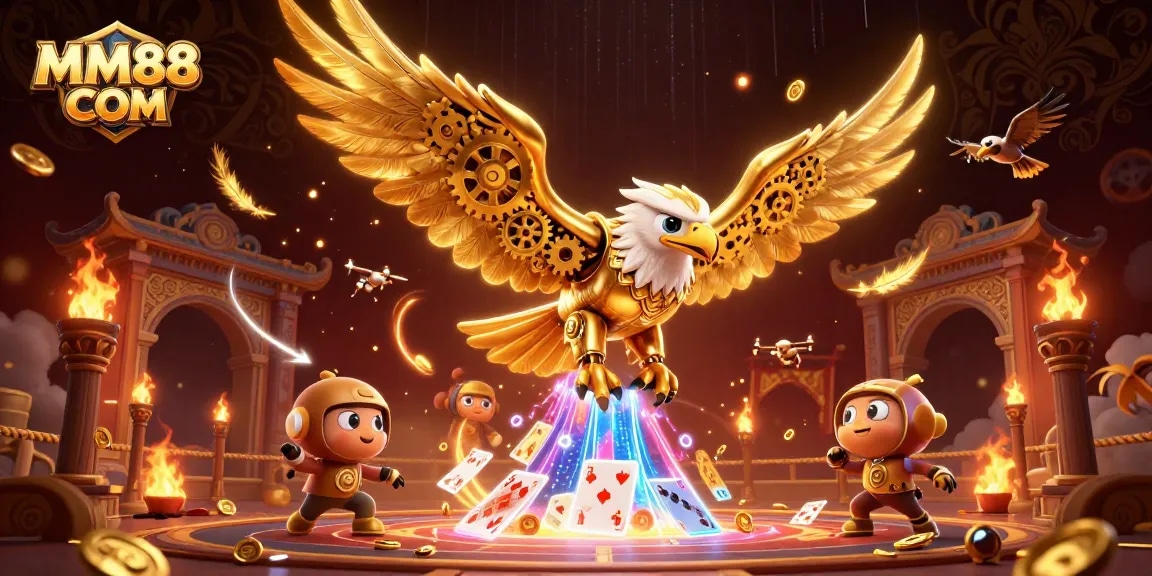 Immerse in thrilling gameplay at MM88 COM with an incredible 3D eagle soaring through virtual cards.