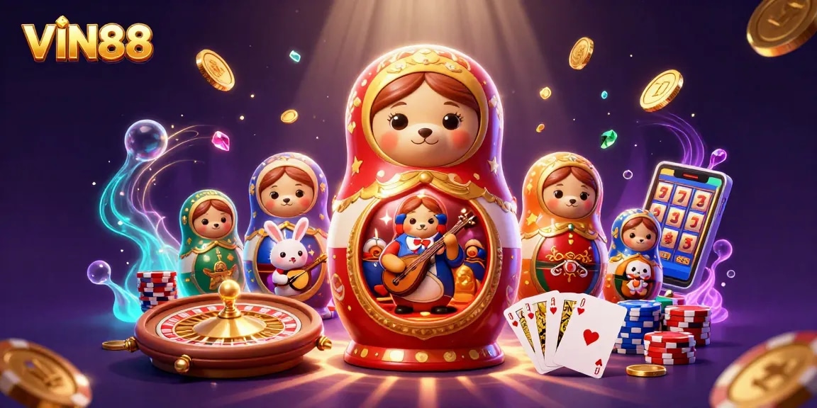 Experience the thrill of VIN88 with vibrant 3D casino characters and dynamic gameplay elements.
