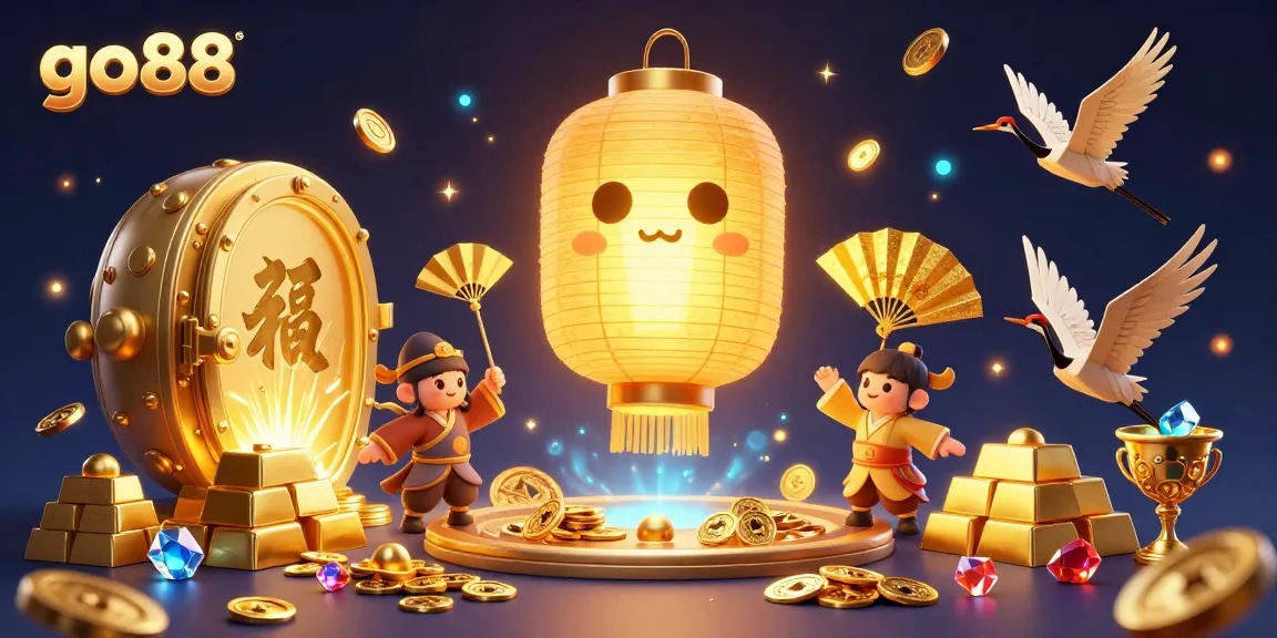 Experience the vibrant casino magic at go88 with glowing lantern spirits and treasure.