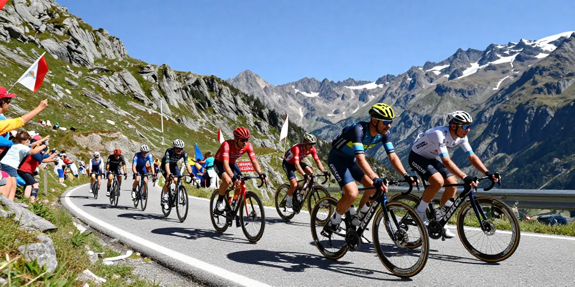 La scena del ciclismo italiano con ciclisti in corsa su un percorso montano affollato durante una gara.