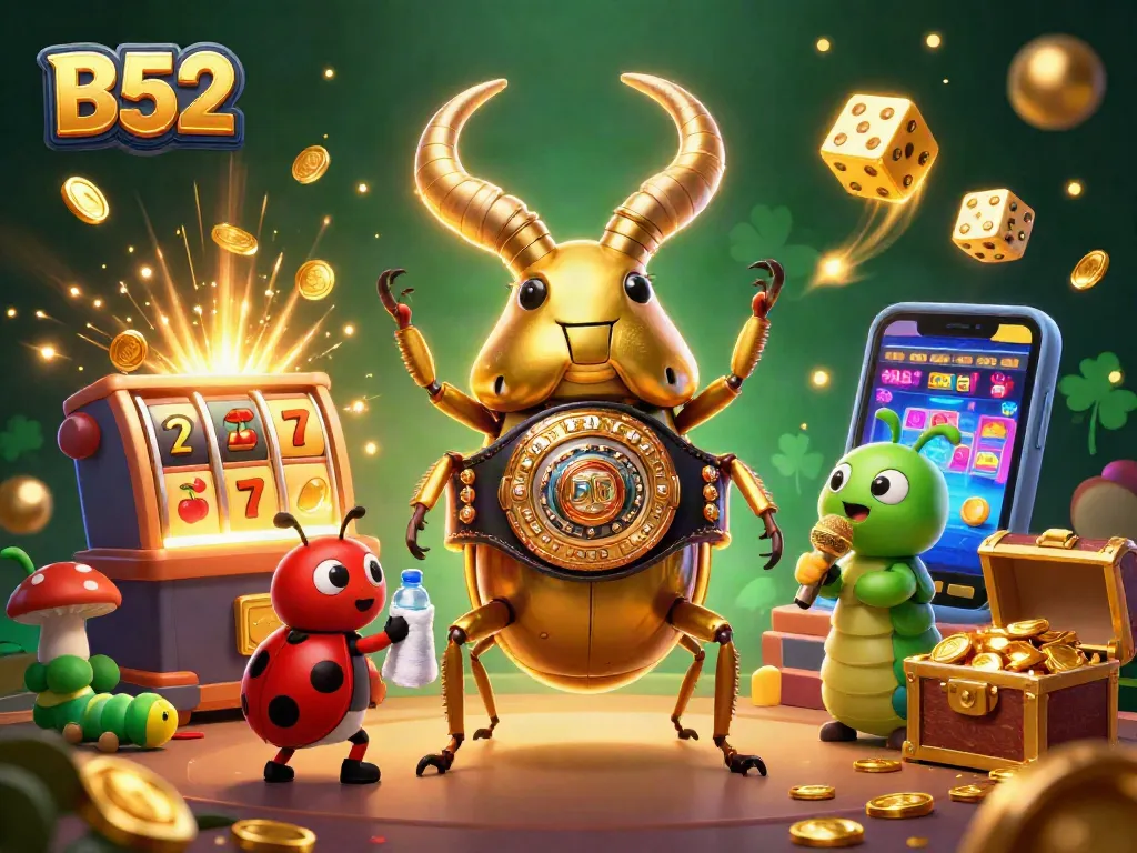 Experience the thrilling B52 slots with colorful characters, coins, and casino elements exploding in action