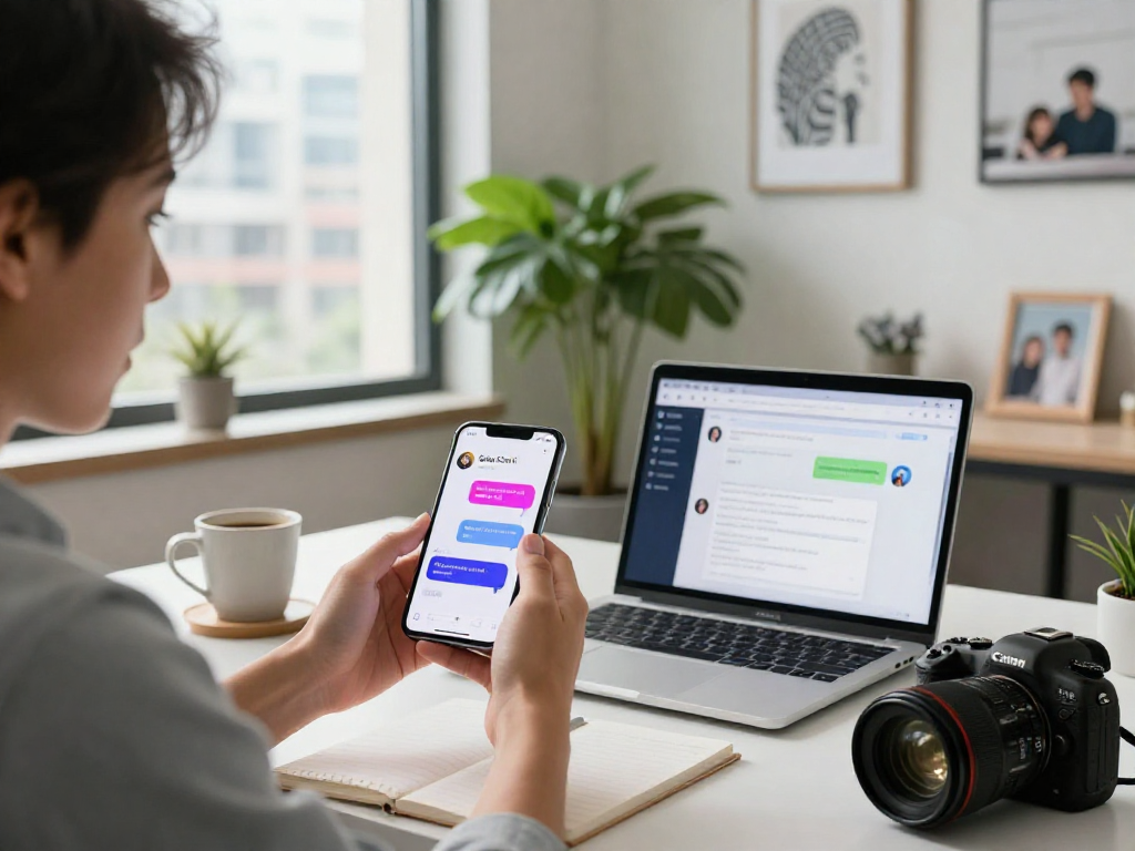 Engaging user interaction with Spicy Chat AI app in a modern office.
