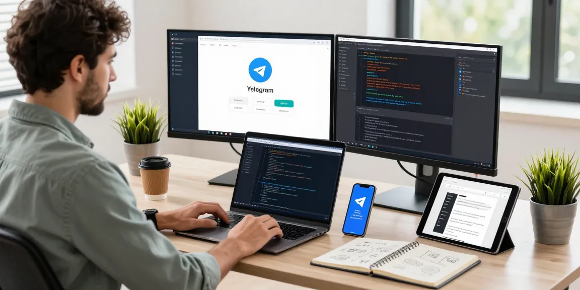 Download Telegram easily with a tech professional enhancing productivity in a modern workspace.