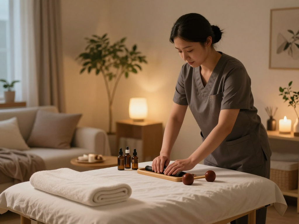Experience rejuvenation with 서울출장마사지 in a serene home setting.