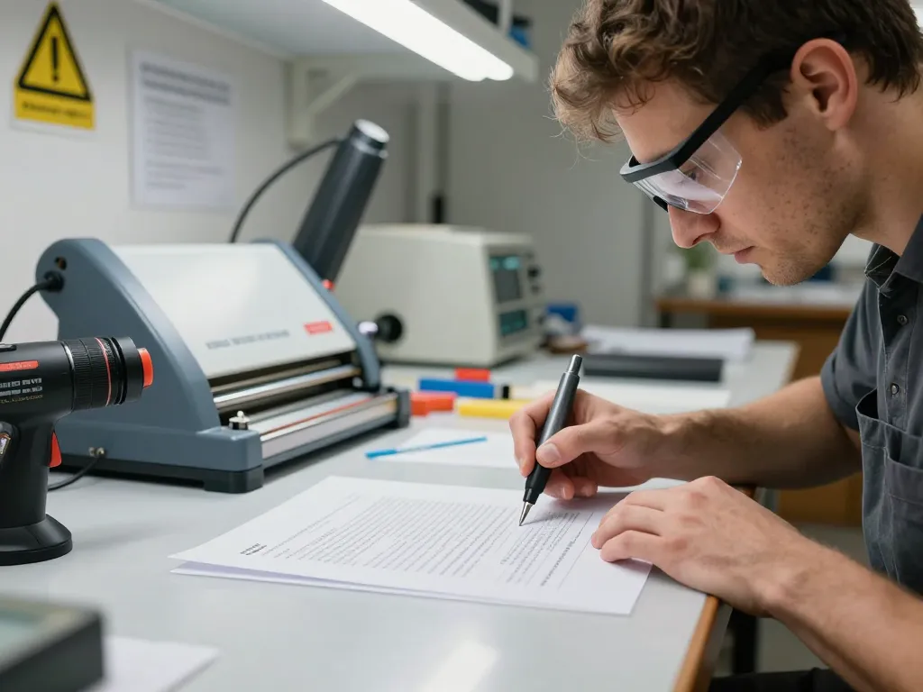 Expert technician demonstrating bóc plasitc techniques in a modern workspace, focusing on document preservation.