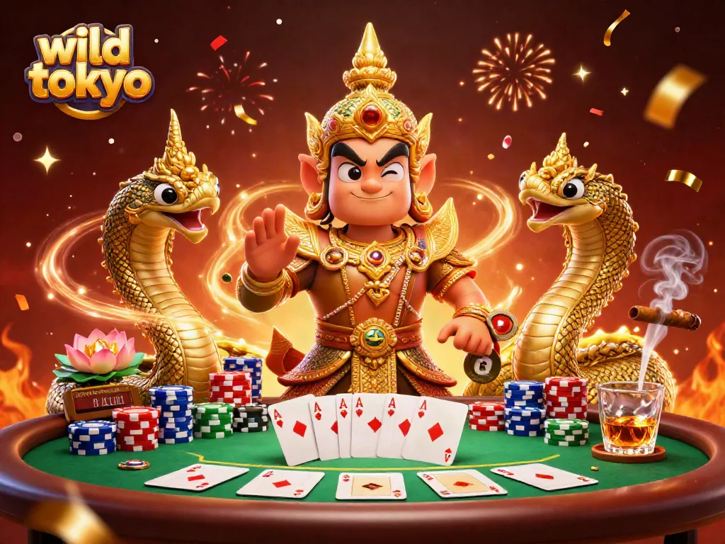 Explore Wild Tokyo's vibrant gaming scene with colorful poker elements and a cultural twist.