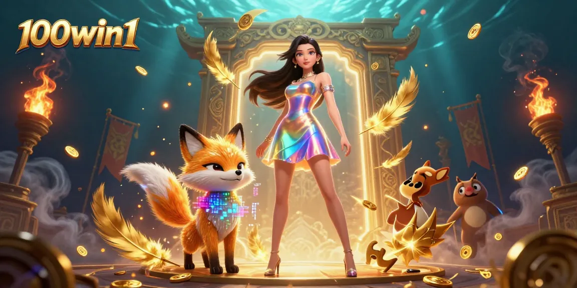 Engage with 100win1's thrilling casino experience featuring colorful characters and dynamic gaming elements.