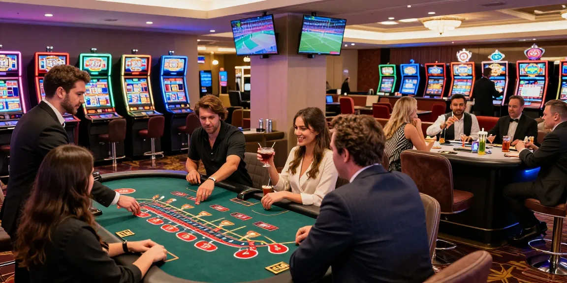 Giocatori che si divertono con i giochi in vivaci casino non aams sicuri, mostrando eccitazione e un'atmosfera coinvolgente.
