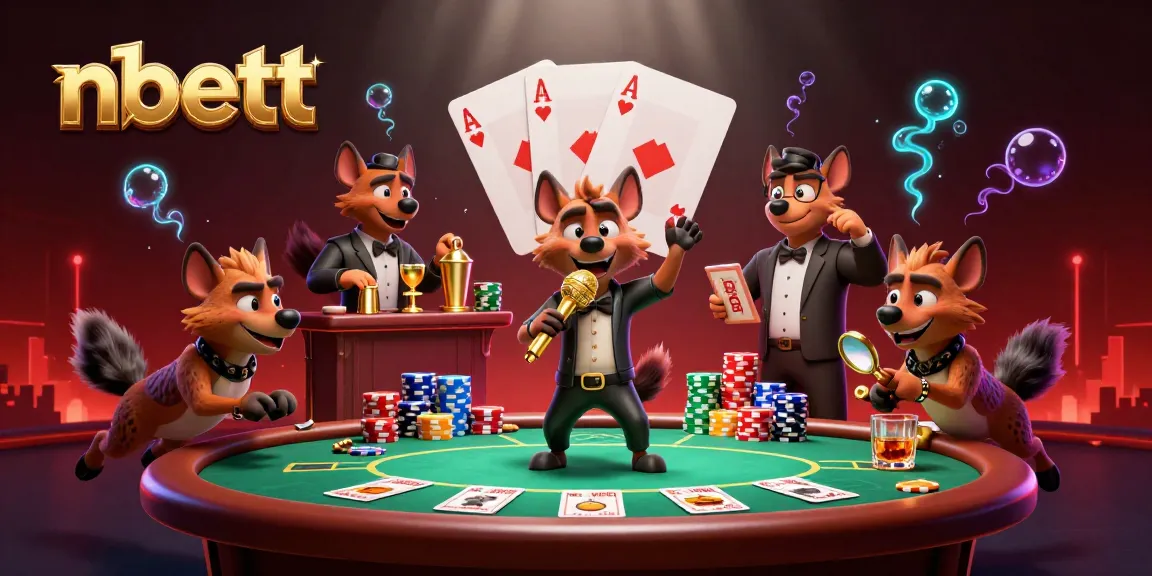 Engage with nbett's thrilling comedy casino scene featuring hyenas mixing drinks, telling jokes, and checking IDs.