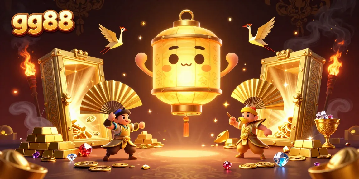 Engage in an exciting gaming adventure with gg88’s stunning golden lantern spirit above a vibrant casino.