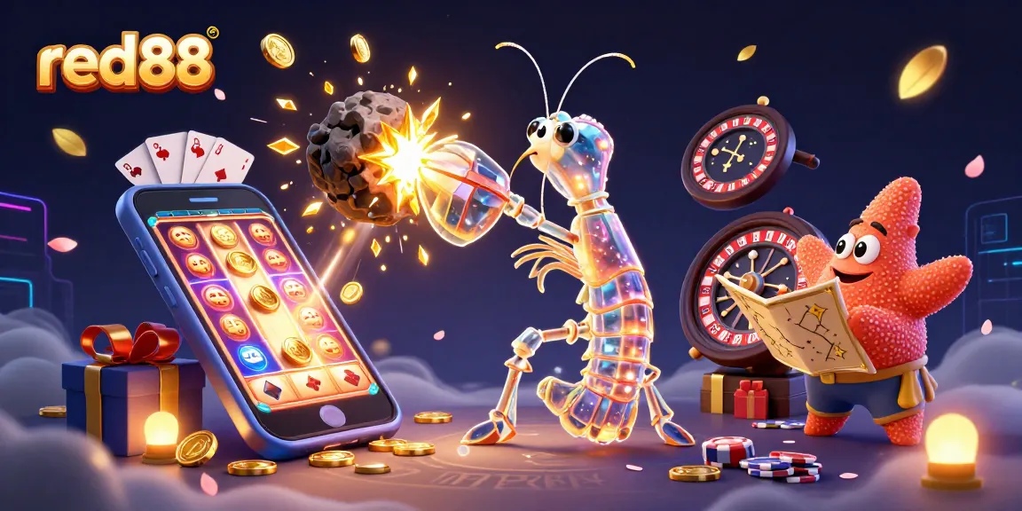 Experience the thrill of red88 with a 3D illustration of a galactic samurai and treasures erupting!