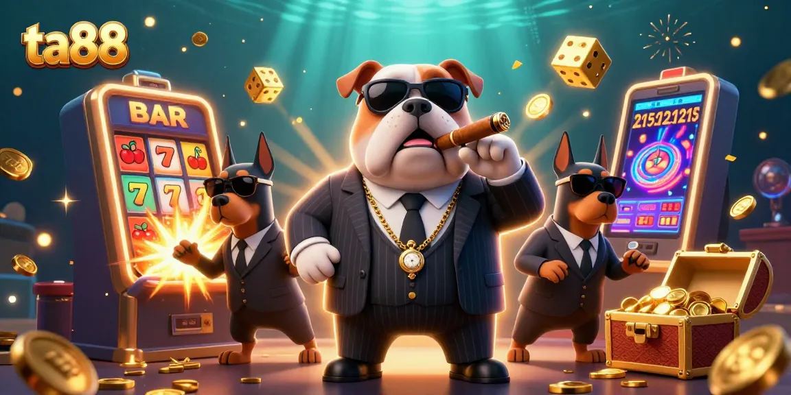Engage thrilling ta88 gameplay with a 3D mafia boss bulldog and dynamic casino elements.