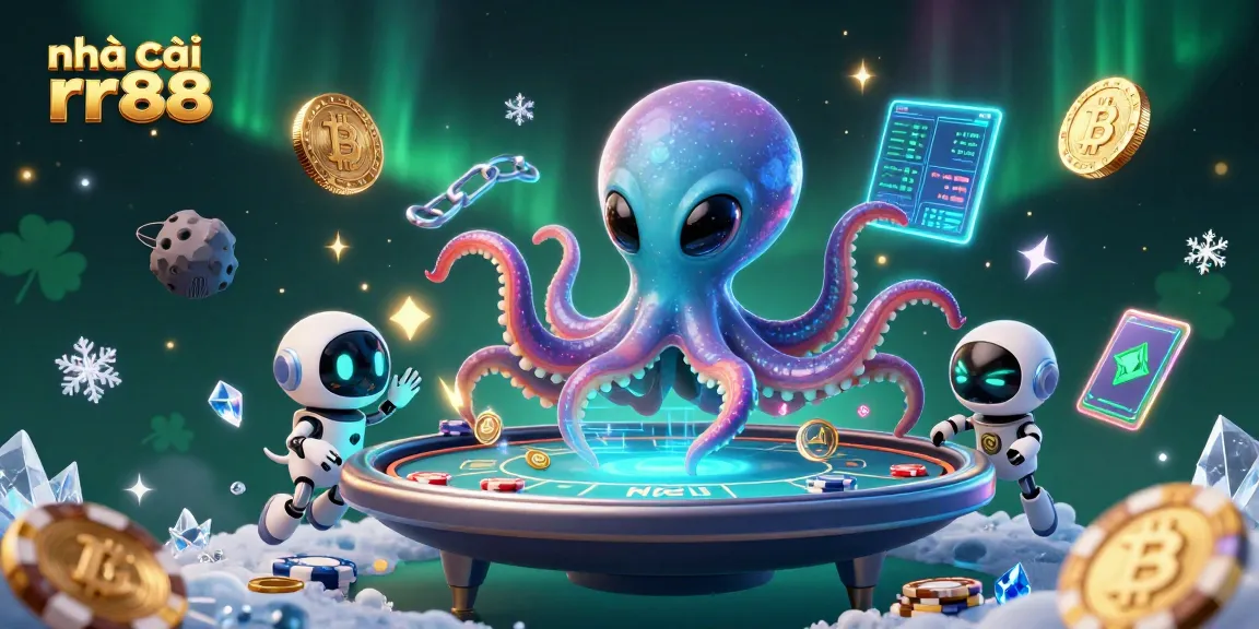 Experience thrilling poker action at nhà cái rr88 with an alien octopus and robot companion.