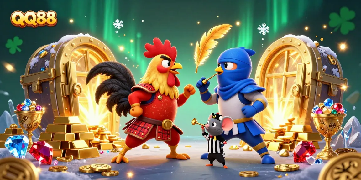 Experience thrilling battles and jackpots at QQ88, with dynamic roosters and treasure!