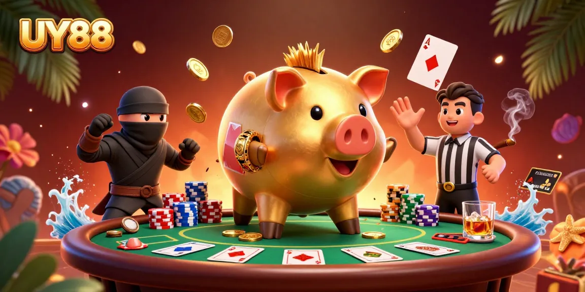 Engage in vibrant gameplay with UY88's thrilling poker scene featuring dynamic characters and rich casino elements.