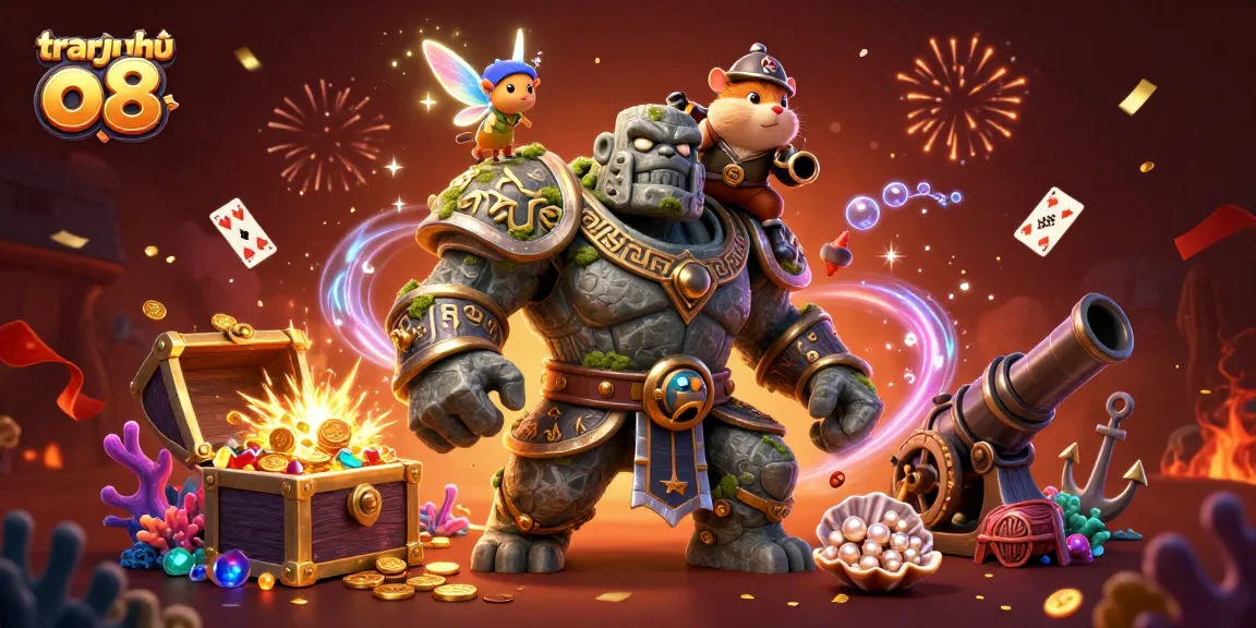 Experience the thrilling atmosphere of trang chủ o8 through a vibrant fantasy scene filled with magical characters and gambling elements.