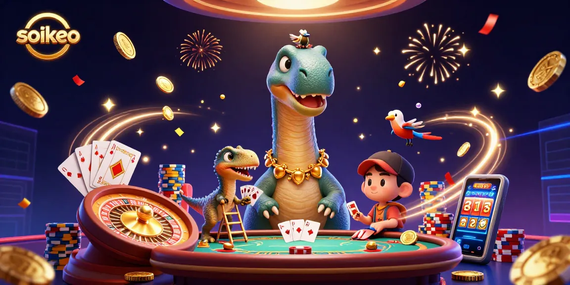 Experience thrilling soikeo moments with a vibrant 3D rendering of casino excitement.