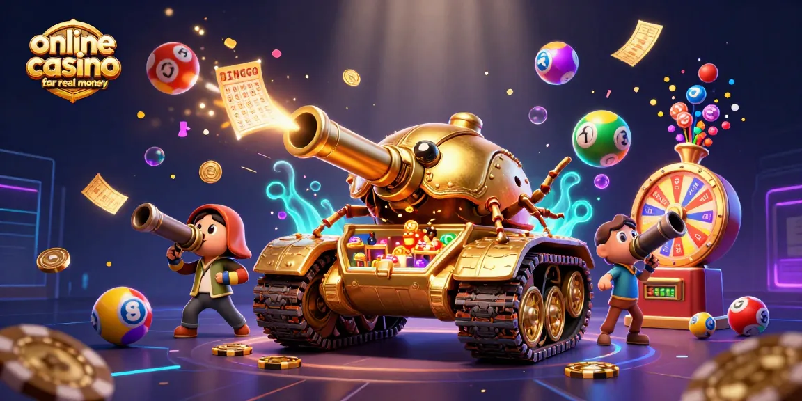 Engage in an online casino for real money adventure with a vibrant 3D casino scene.