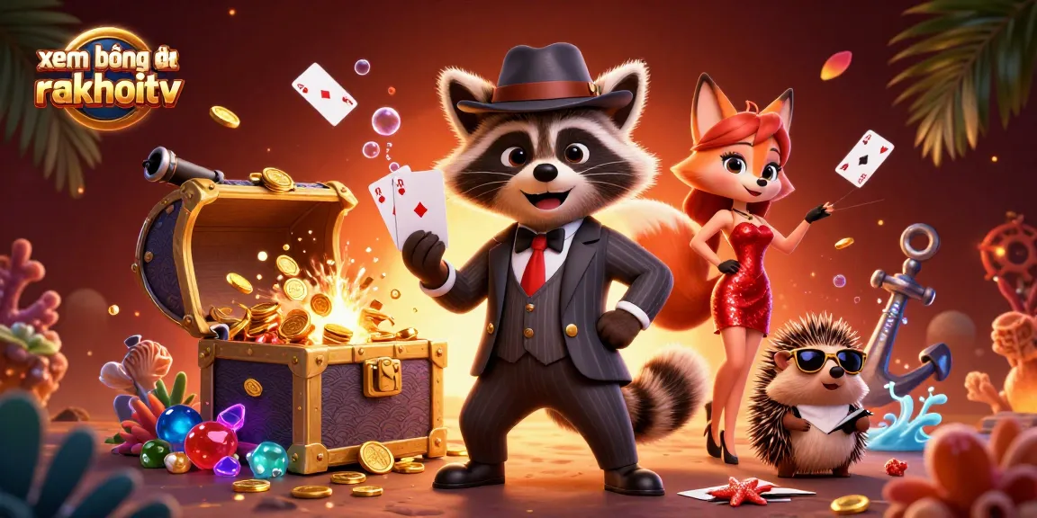 Experience the thrill and excitement to xem bóng đá rakhoitv with a lively 3D cartoon scene filled with dynamic characters and vibrant casino elements.