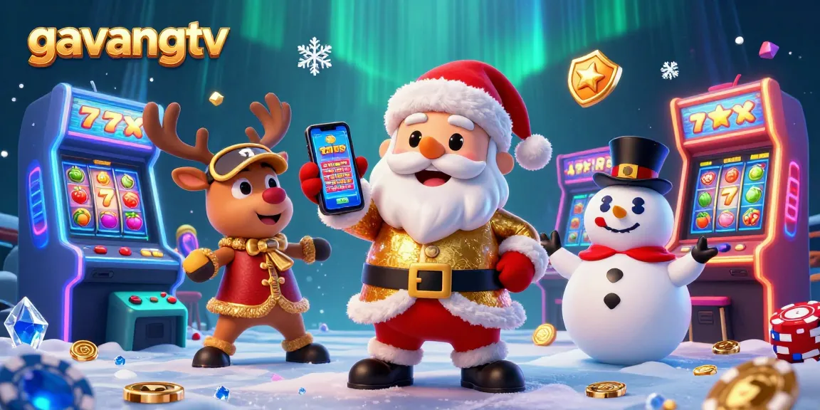 Spin your way to jackpots with gavangtv's festive casino scene featuring Santa and friends!